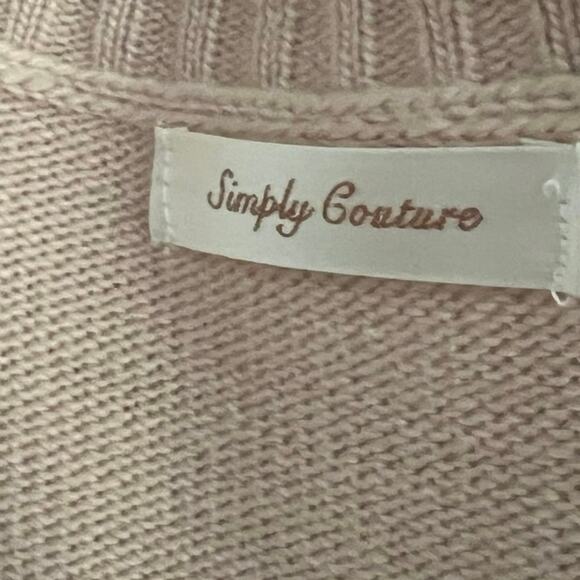 Luxe Boho Blush Cardigan Simply Couture Wool Blend Studded Knit Suede Pockets M - Picture 6 of 7